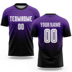 Custom Purple White-Black Sublimation Fade Fashion Soccer Uniform Jersey