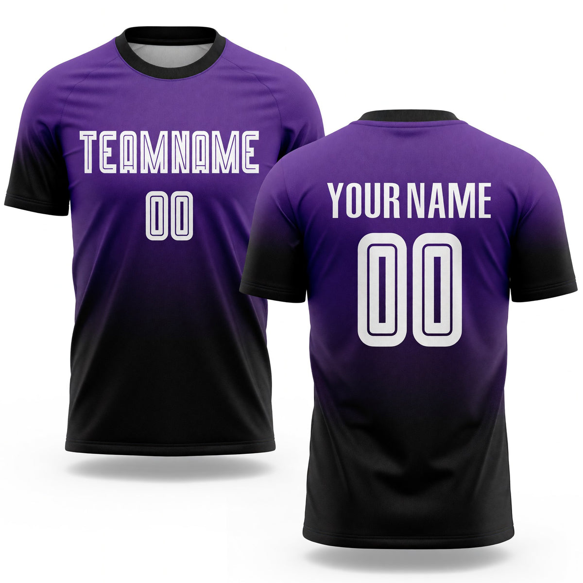 Custom Purple White-Black Sublimation Fade Fashion Soccer Uniform Jersey