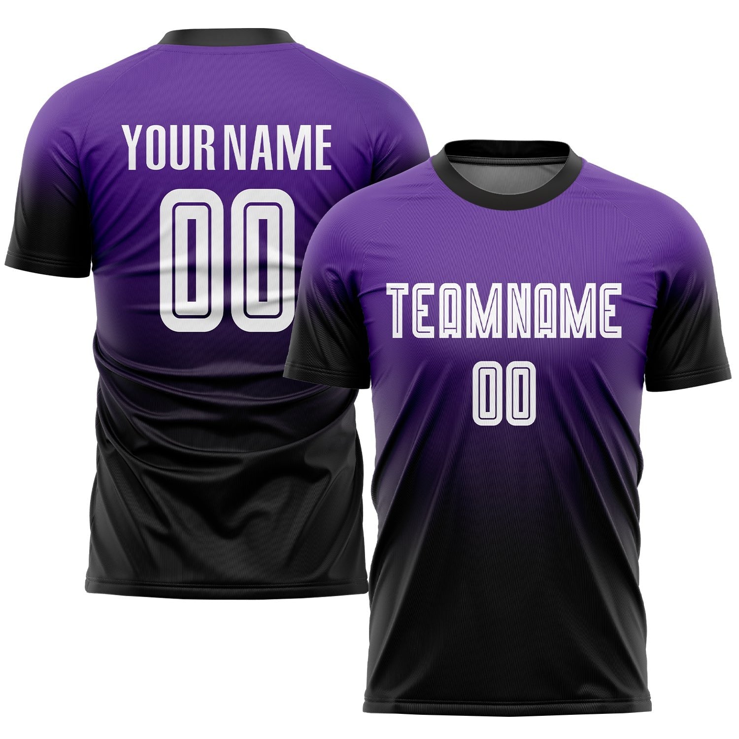Custom Purple White-Black Sublimation Fade Fashion Soccer Uniform Jersey photo 1
