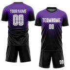 Custom Purple White-Black Sublimation Fade Fashion Soccer Uniform Jersey photo 2