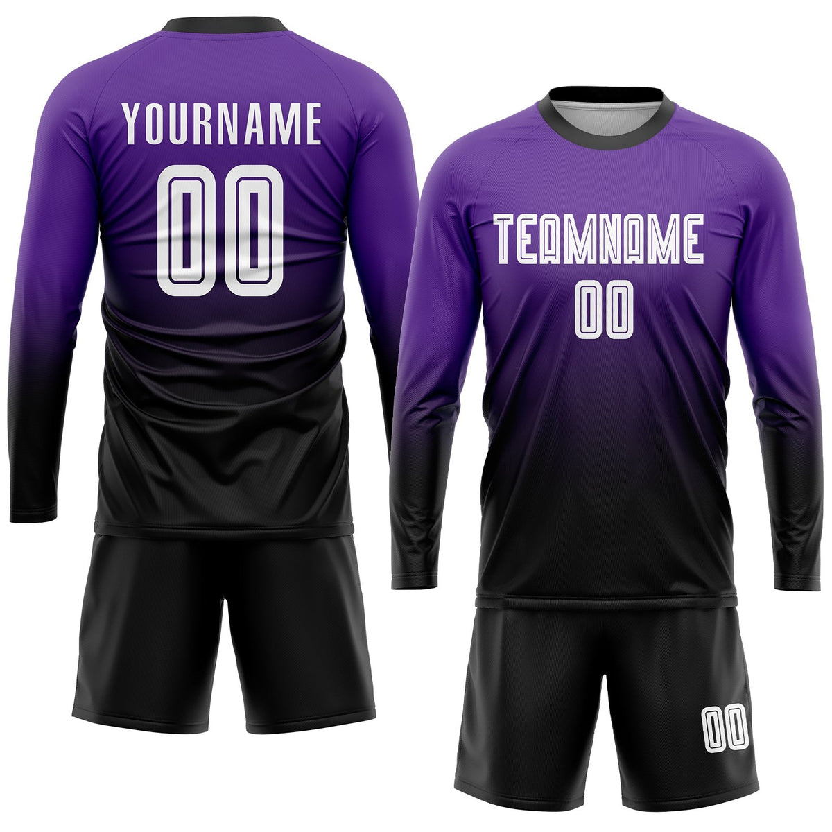 Custom Purple White-Black Sublimation Fade Fashion Soccer Uniform Jersey photo 4