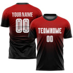 Custom Red White-Black Sublimation Fade Fashion Soccer Uniform Jersey photo 1