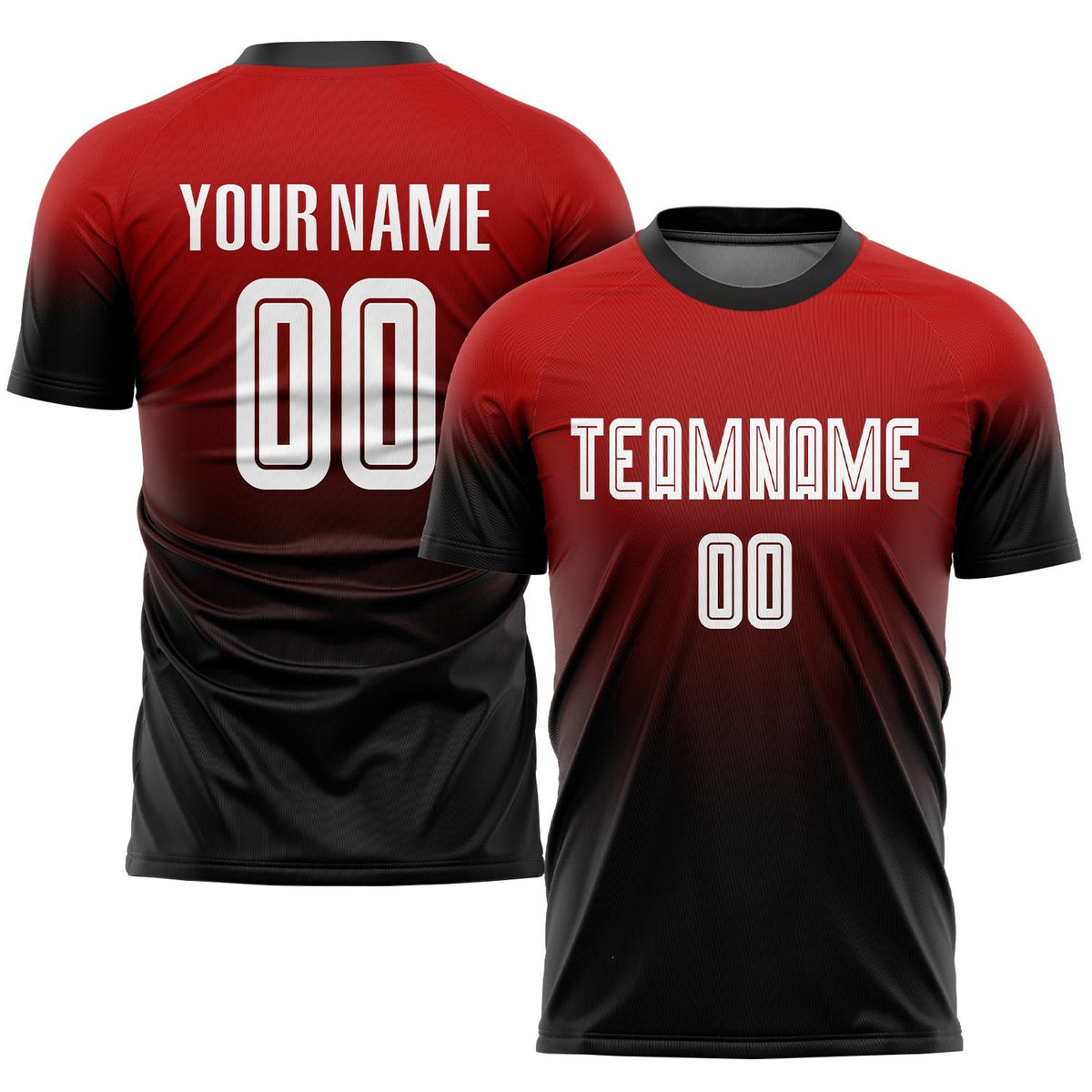 Custom Red White-Black Sublimation Fade Fashion Soccer Uniform Jersey photo 1