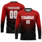 Custom Red White-Black Sublimation Fade Fashion Soccer Uniform Jersey photo 3