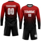 Custom Red White-Black Sublimation Fade Fashion Soccer Uniform Jersey photo 4
