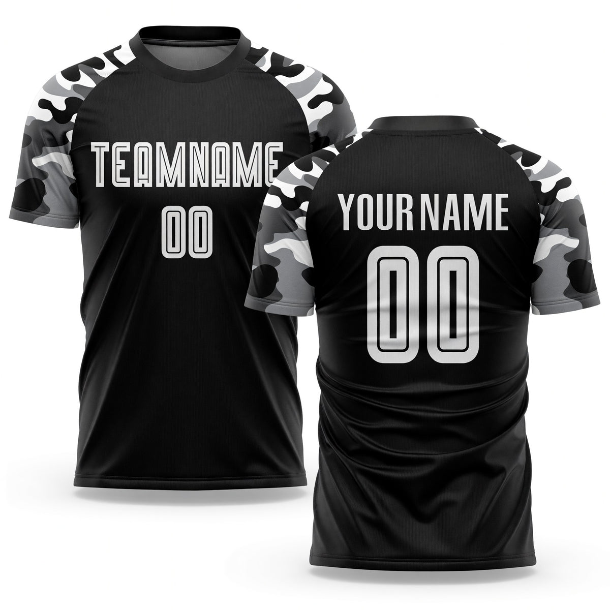 Custom Black White-Camo Sublimation Soccer Uniform Jersey