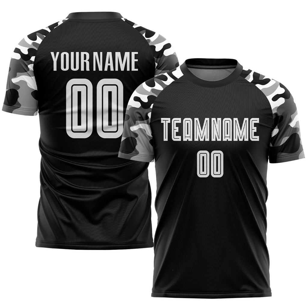 Custom Black White-Camo Sublimation Soccer Uniform Jersey photo 1