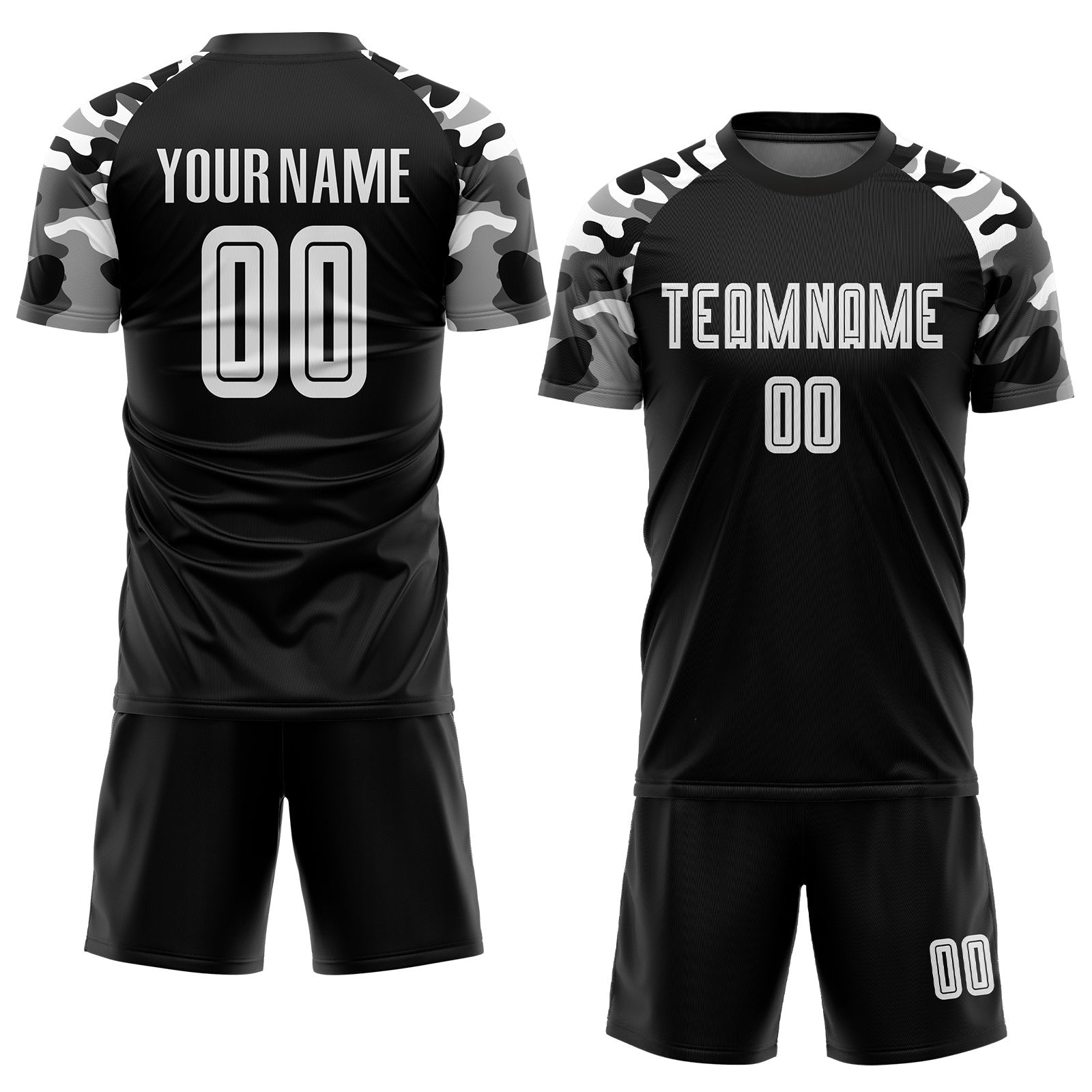 Custom Black White-Camo Sublimation Soccer Uniform Jersey photo 2
