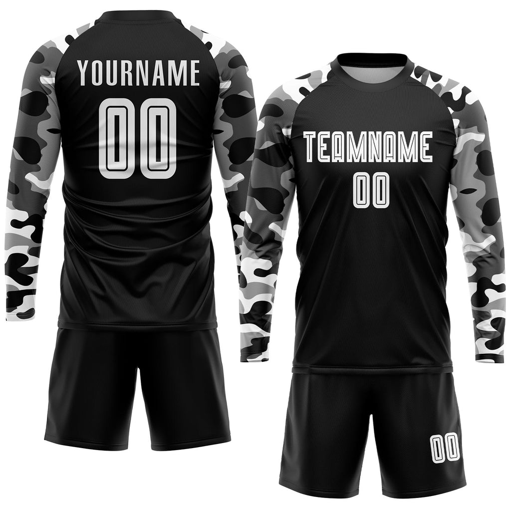 Custom Black White-Camo Sublimation Soccer Uniform Jersey photo 4
