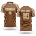 Custom Brown Cream-Camo Sublimation Soccer Uniform Jersey
