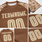 Custom Brown Cream-Camo Sublimation Soccer Uniform Jersey detail