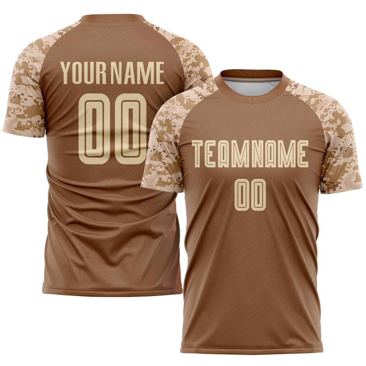 Custom Brown Cream-Camo Sublimation Soccer Uniform Jersey photo 1