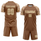 Custom Brown Cream-Camo Sublimation Soccer Uniform Jersey photo 2