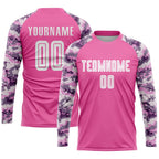 Custom Pink White-Camo Sublimation Soccer Uniform Jersey photo 3