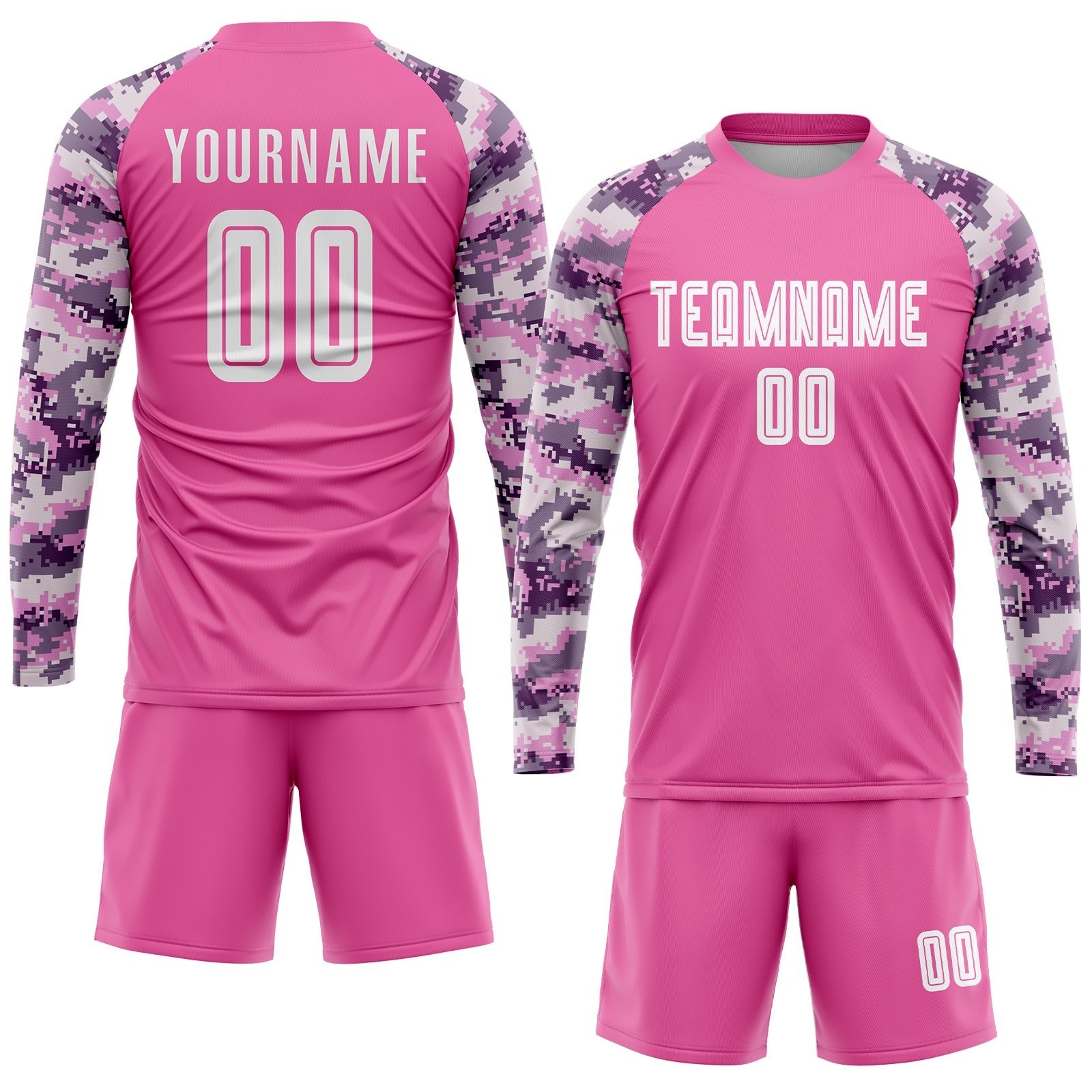 Custom Pink White-Camo Sublimation Soccer Uniform Jersey photo 4