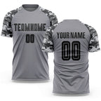 Custom Gray Black-Camo Sublimation Soccer Uniform Jersey