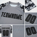 Custom Gray Black-Camo Sublimation Soccer Uniform Jersey detail