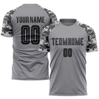 Custom Gray Black-Camo Sublimation Soccer Uniform Jersey photo 1
