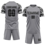 Custom Gray Black-Camo Sublimation Soccer Uniform Jersey photo 2