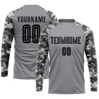 Custom Gray Black-Camo Sublimation Soccer Uniform Jersey photo 3