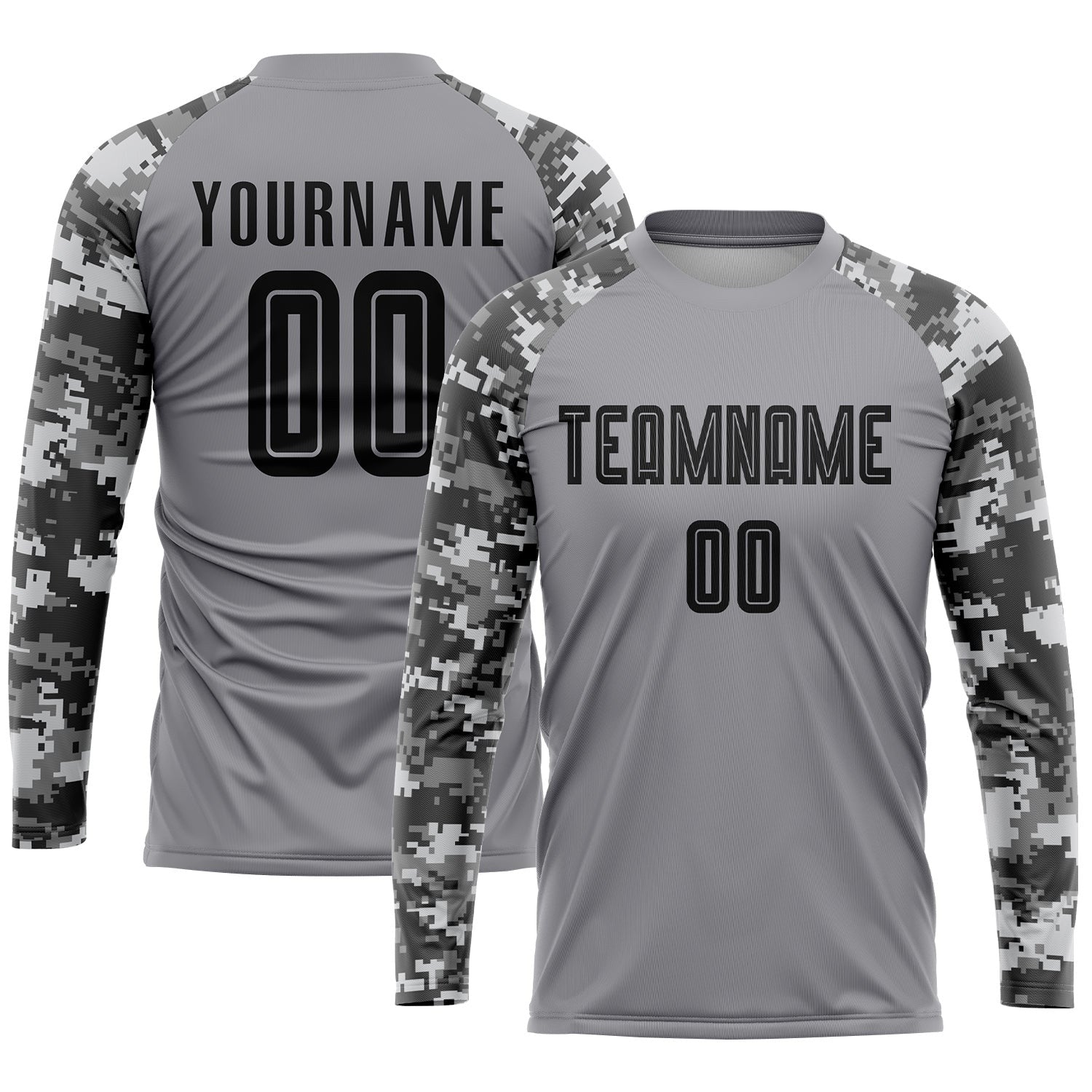 Custom Gray Black-Camo Sublimation Soccer Uniform Jersey photo 3