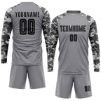 Custom Gray Black-Camo Sublimation Soccer Uniform Jersey photo 4