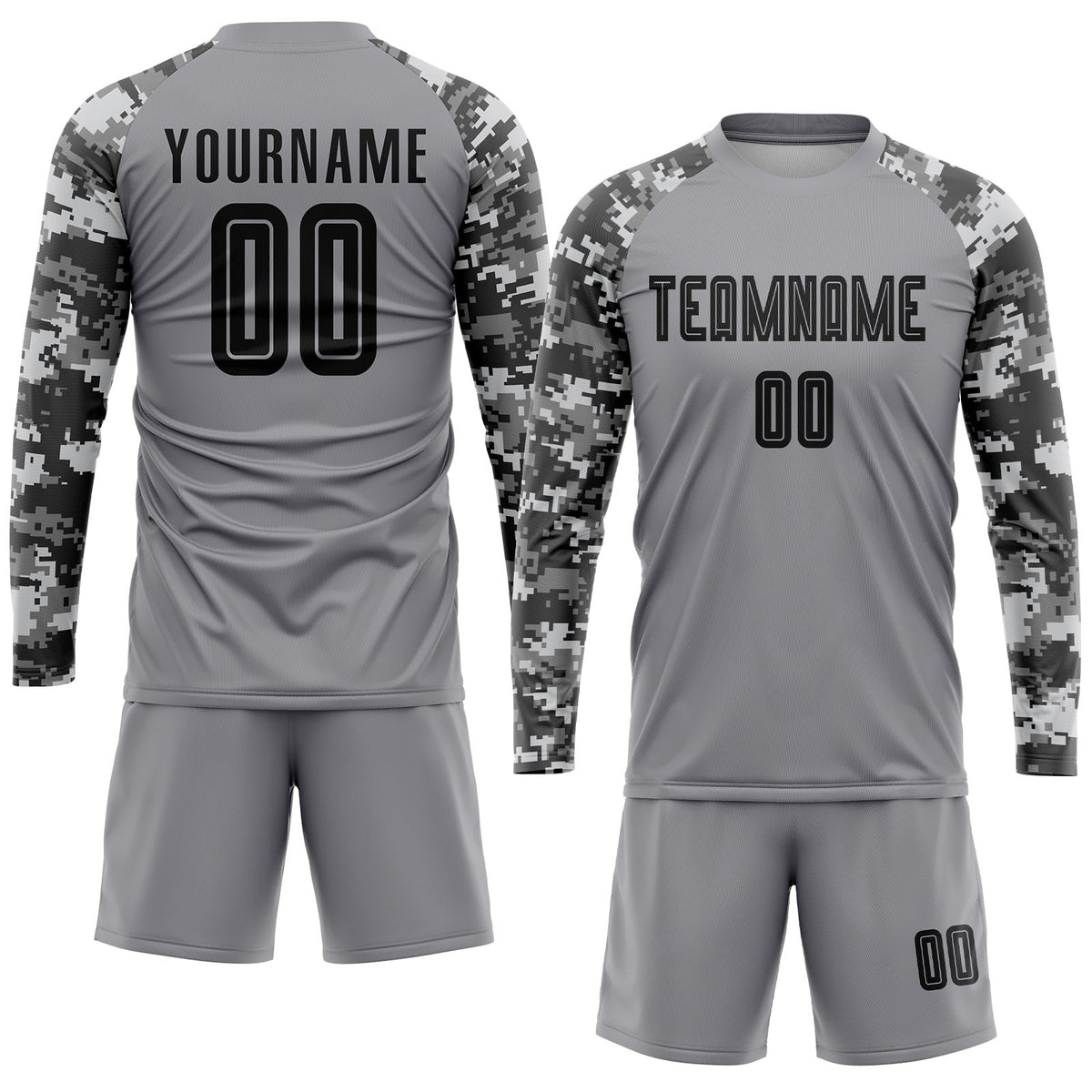 Custom Gray Black-Camo Sublimation Soccer Uniform Jersey photo 4