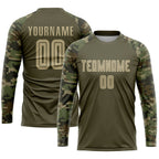 Custom Olive Vegas Gold-Camo Sublimation Salute To Service Soccer Uniform Jersey photo 3