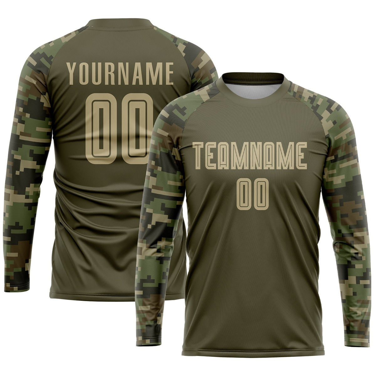 Custom Olive Vegas Gold-Camo Sublimation Salute To Service Soccer Uniform Jersey photo 3
