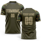 Custom Olive Vegas Gold-Camo Sublimation Salute To Service Soccer Uniform Jersey