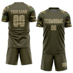 Custom Olive Vegas Gold-Camo Sublimation Salute To Service Soccer Uniform Jersey photo 2