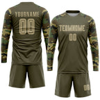 Custom Olive Vegas Gold-Camo Sublimation Salute To Service Soccer Uniform Jersey photo 4