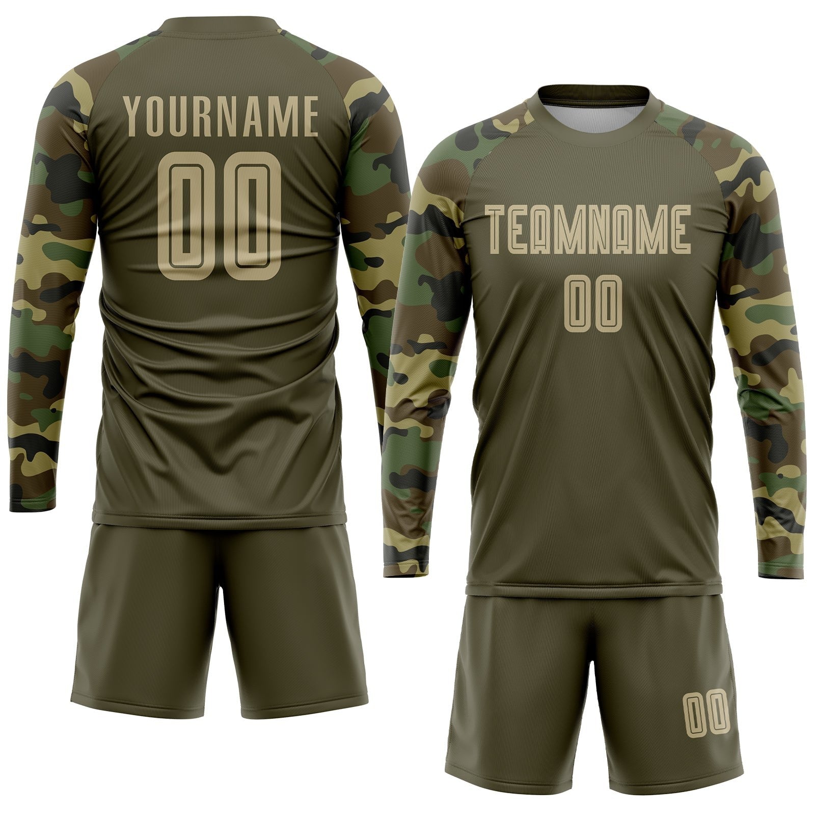 Custom Olive Vegas Gold-Camo Sublimation Salute To Service Soccer Uniform Jersey photo 4