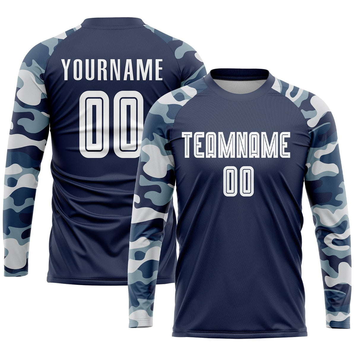 Custom Navy White-Camo Sublimation Soccer Uniform Jersey photo 3