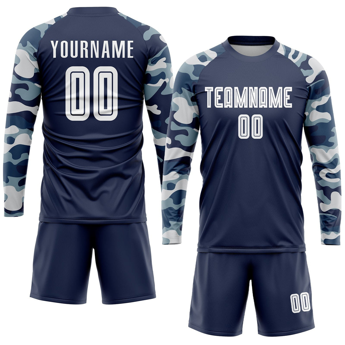 Custom Navy White-Camo Sublimation Soccer Uniform Jersey photo 4