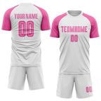 Custom White Pink Sublimation Soccer Uniform Jersey photo 2