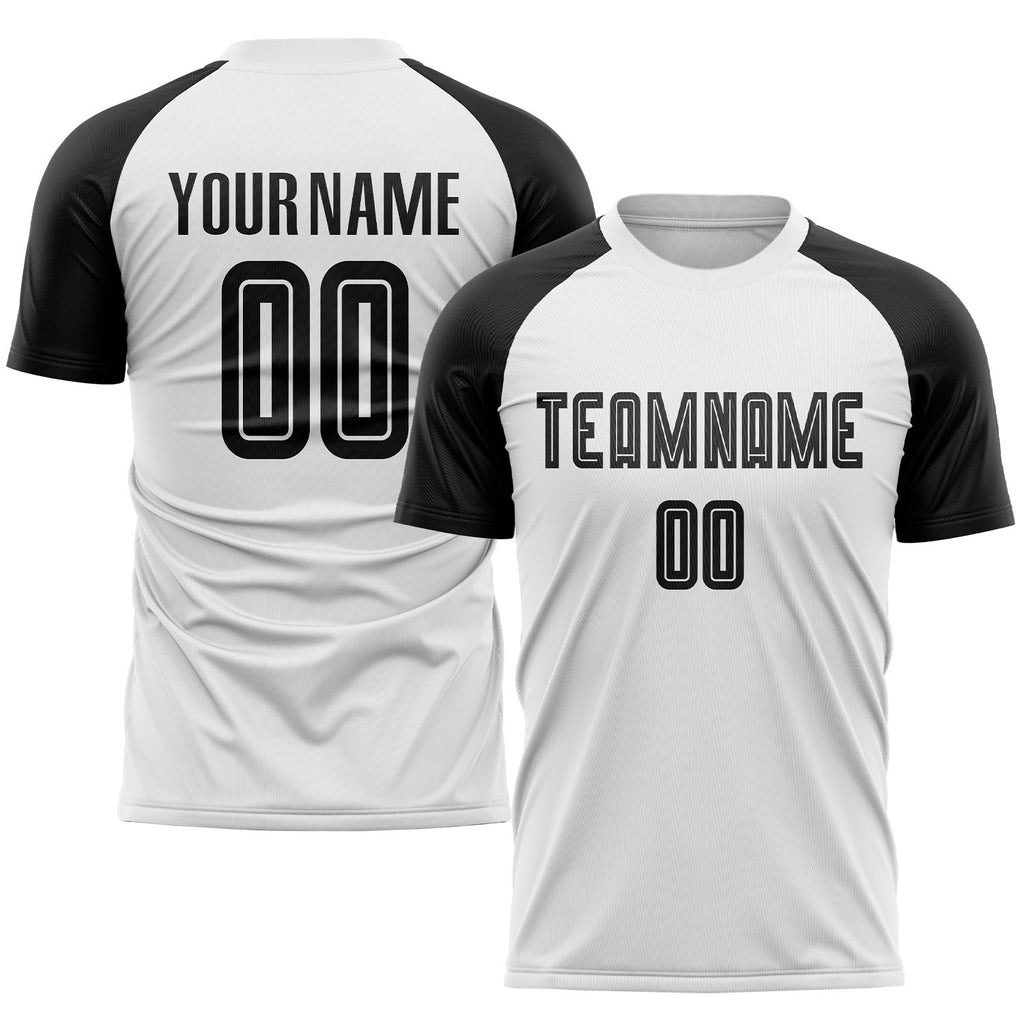 Custom White Black Sublimation Soccer Uniform Jersey photo 1