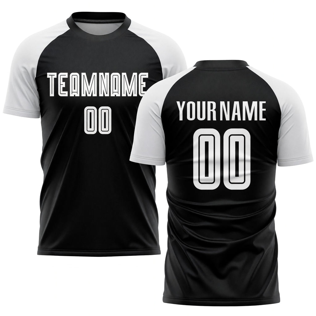 Custom Black White Sublimation Soccer Uniform Jersey