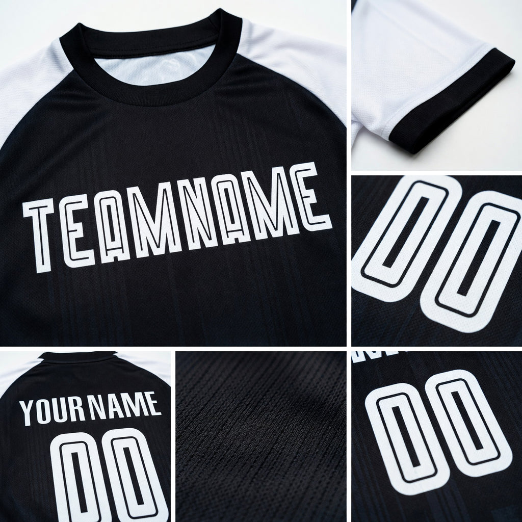 Custom Black White Sublimation Soccer Uniform Jersey detail