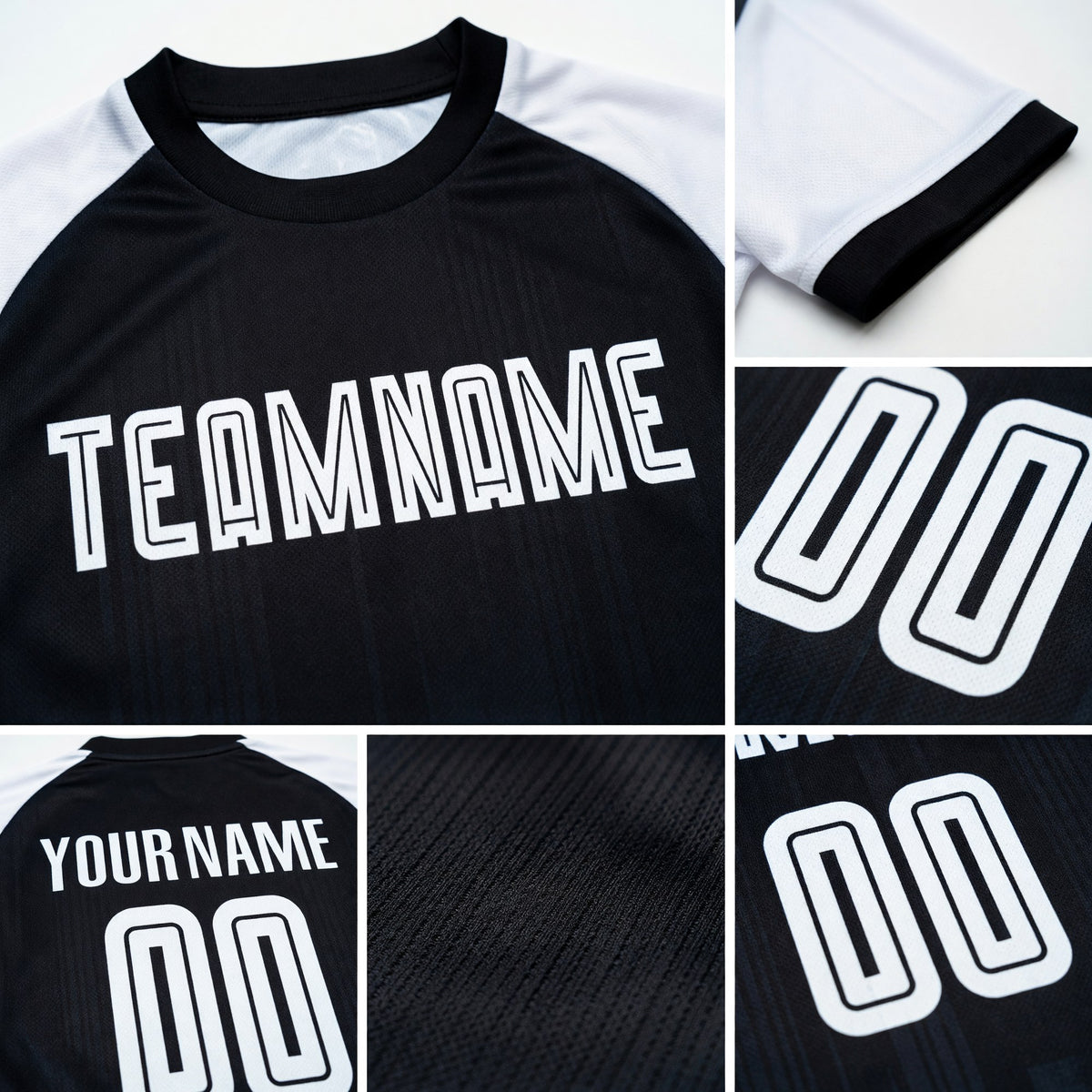 Custom Black White Sublimation Soccer Uniform Jersey detail