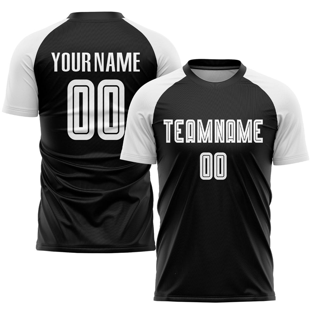 Custom Black White Sublimation Soccer Uniform Jersey photo 1