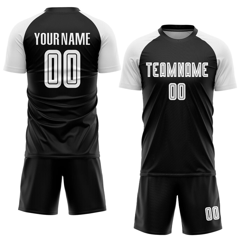 Custom Black White Sublimation Soccer Uniform Jersey photo 2