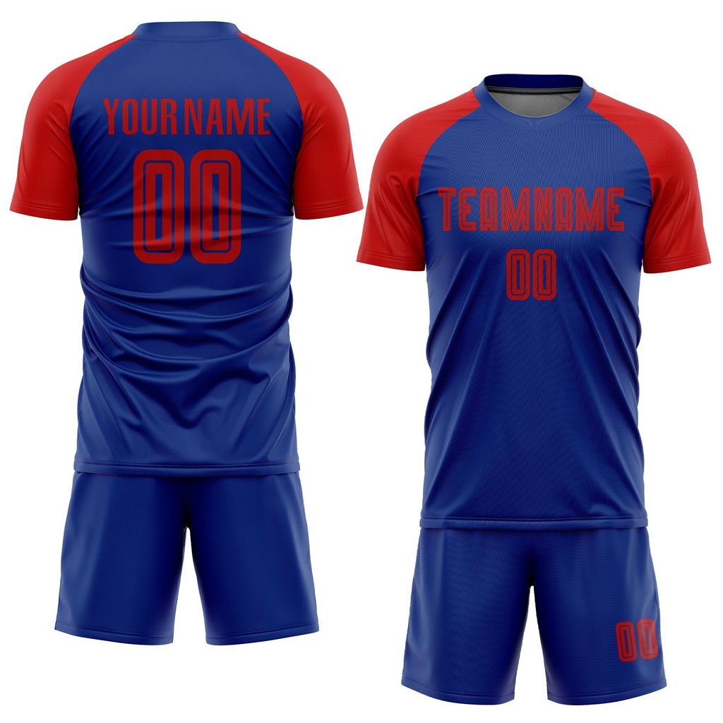 Custom Royal Red Sublimation Soccer Uniform Jersey photo 2