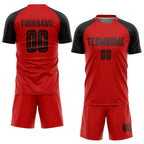 Custom Red Black Sublimation Soccer Uniform Jersey photo 2