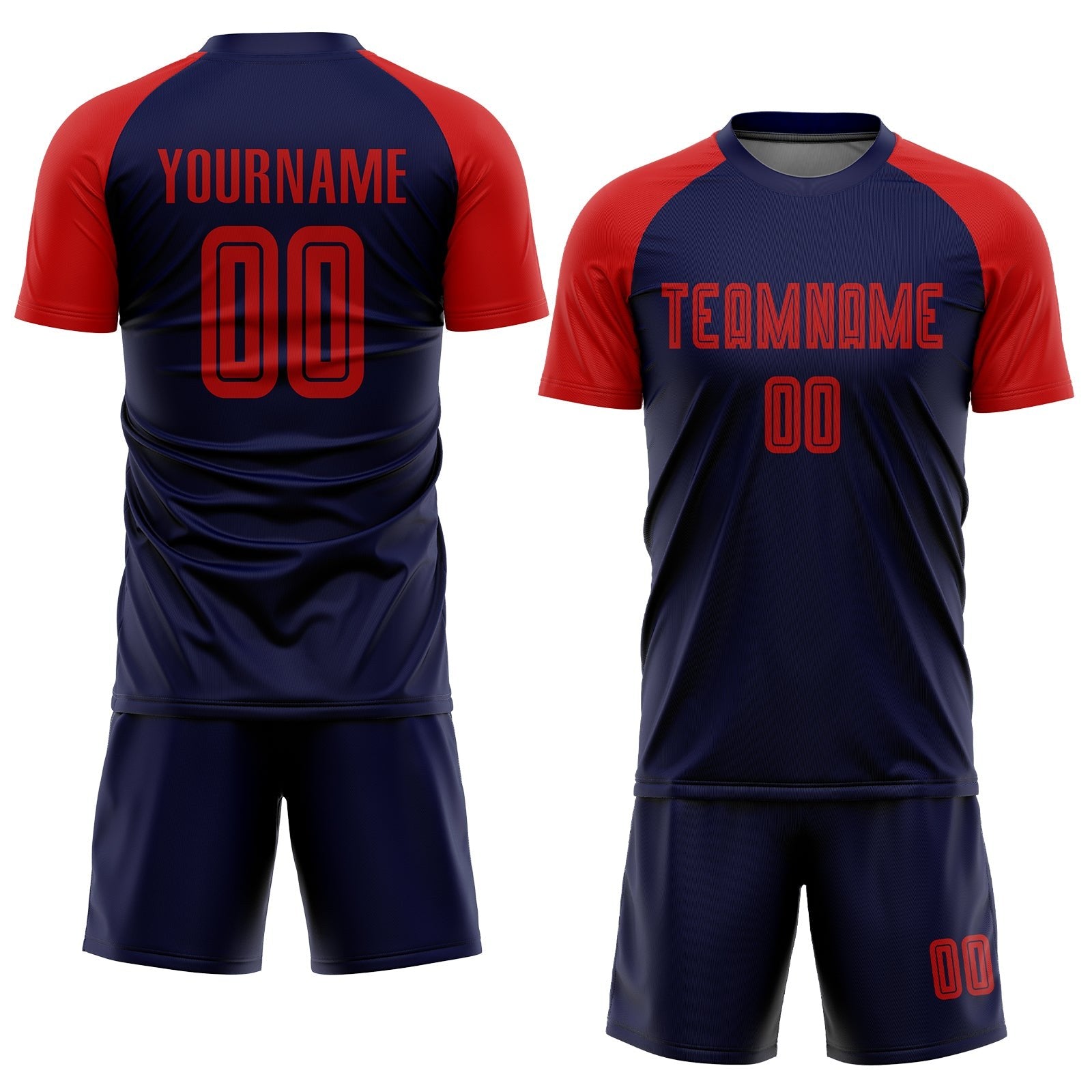 Custom Navy Red Sublimation Soccer Uniform Jersey photo 2
