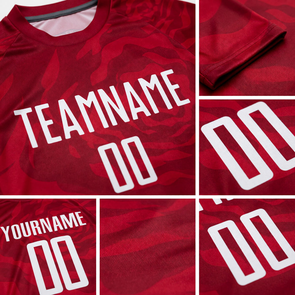 Custom Red White Sublimation Soccer Uniform Jersey detail