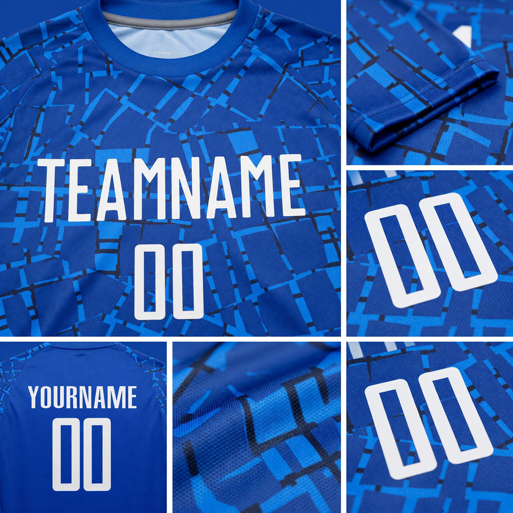 Custom Royal White Sublimation Soccer Uniform Jersey detail