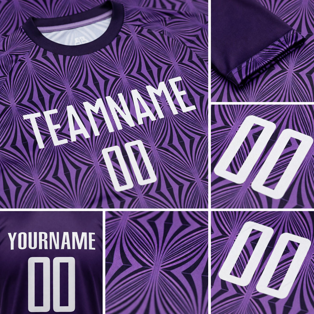 Custom Purple White Sublimation Soccer Uniform Jersey detail