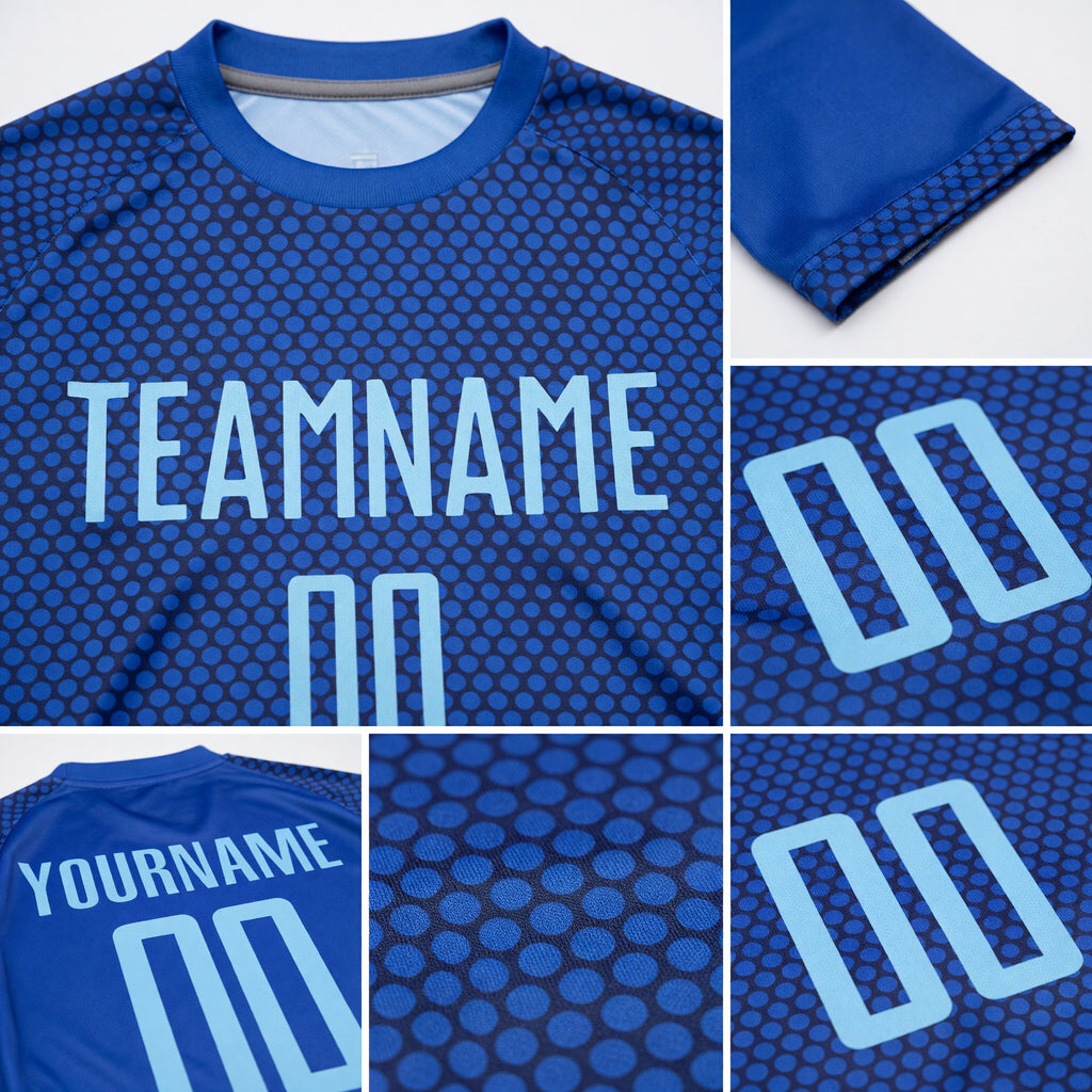 Custom Royal Light Blue Sublimation Soccer Uniform Jersey detail