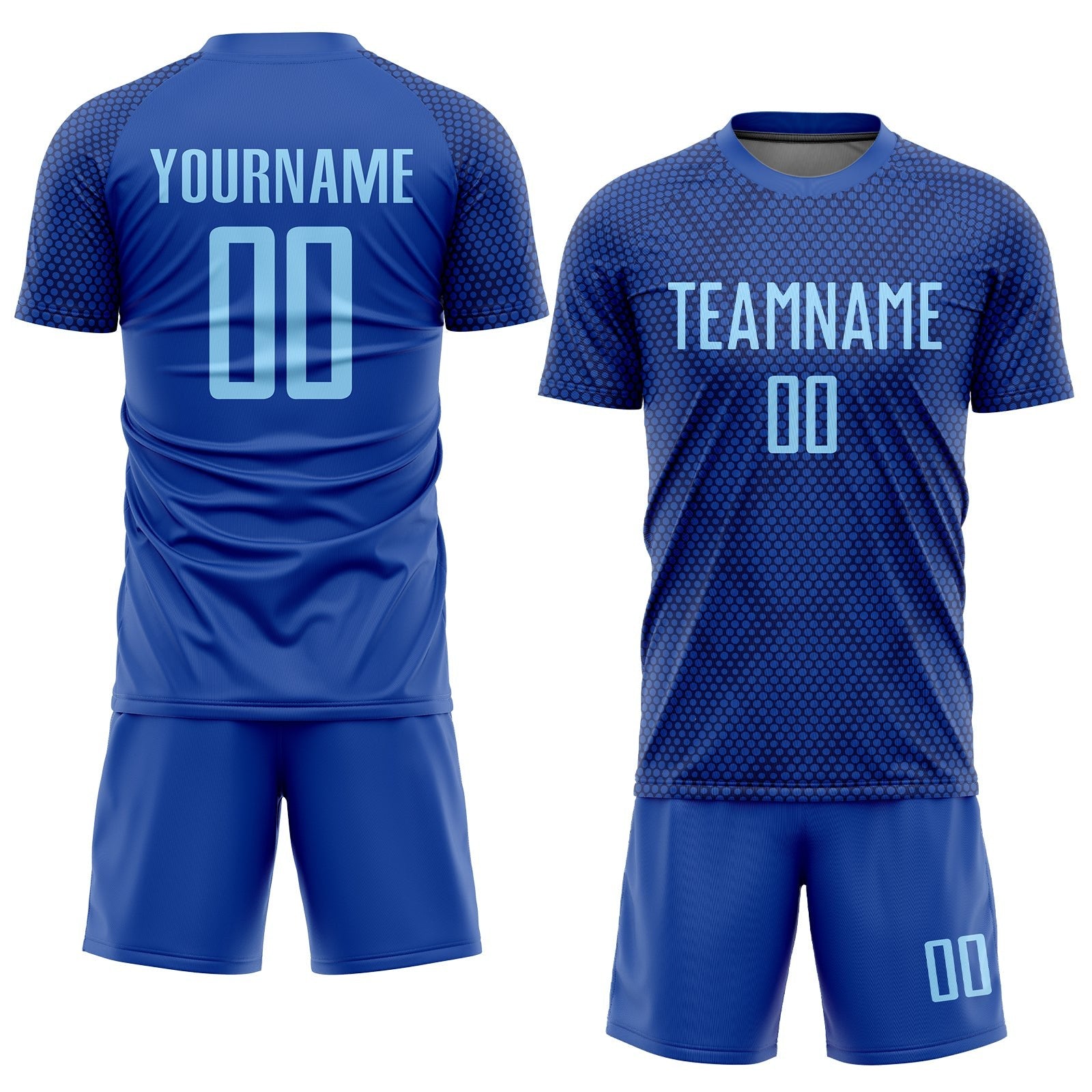 Custom Royal Light Blue Sublimation Soccer Uniform Jersey photo 2